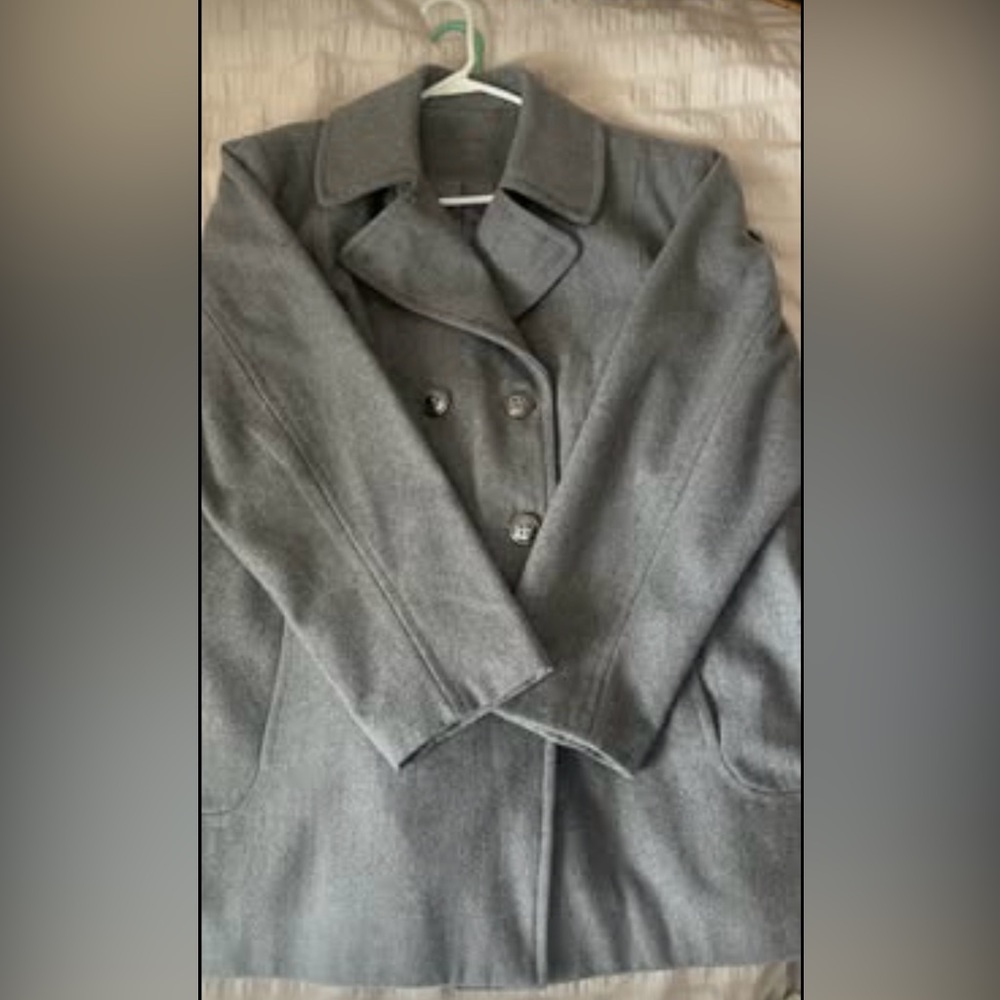 Calvin Klein Women's Gray Double-Breasted Wool Coat